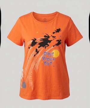 Girls Night Out Halloween Witch Graphic T-Shirt Orange XL